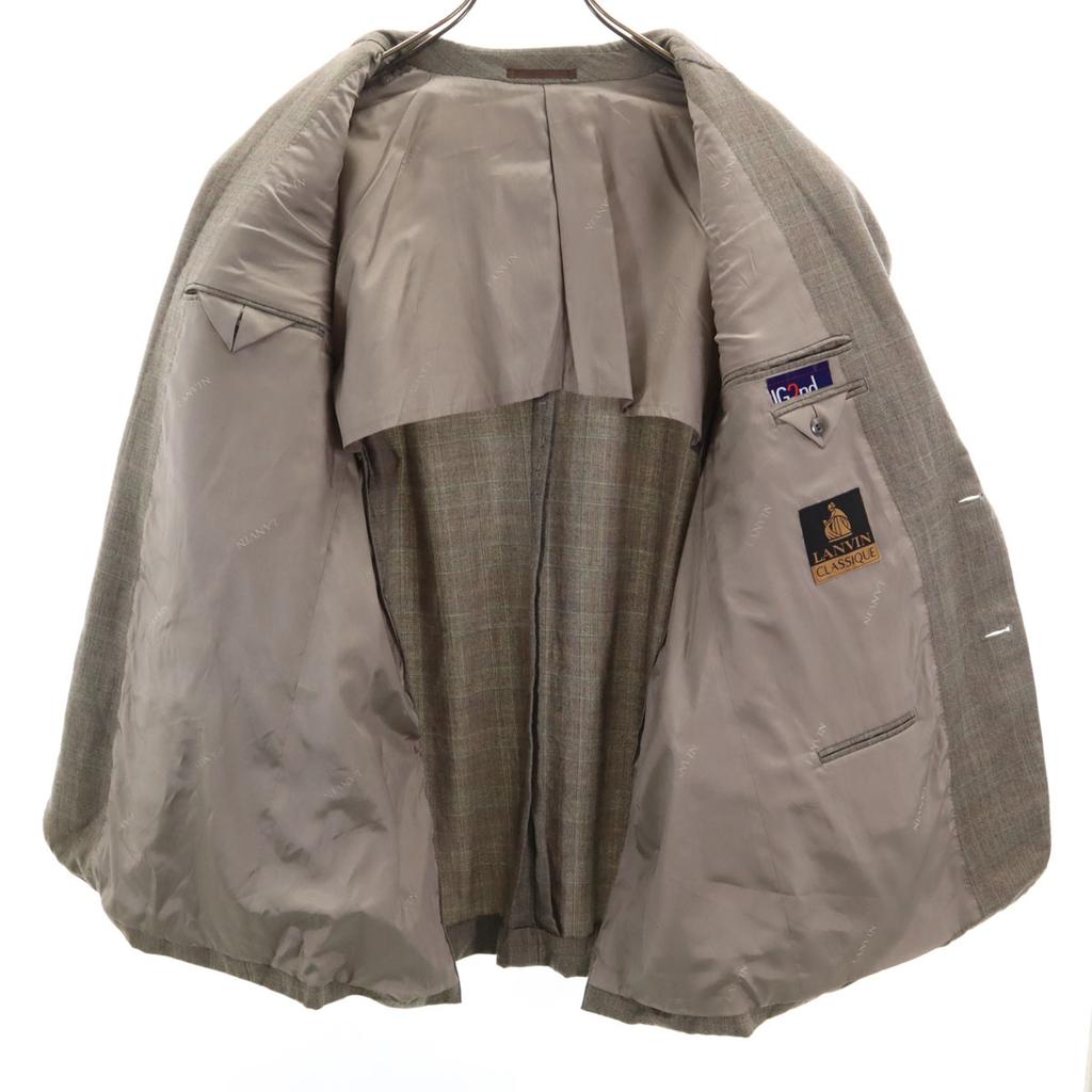 Lanvin 90s Wool Old Check Pattern Suit Setup ST50-56 Gray Men's Used