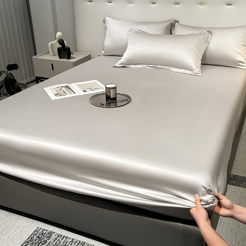 3pcs/set Bed Sheet Set 1pc Elastic Fitted Sheet 2pcs Pillowcase Cooling Bedsheet Bed Linen Anti-Slip Mattress Cover