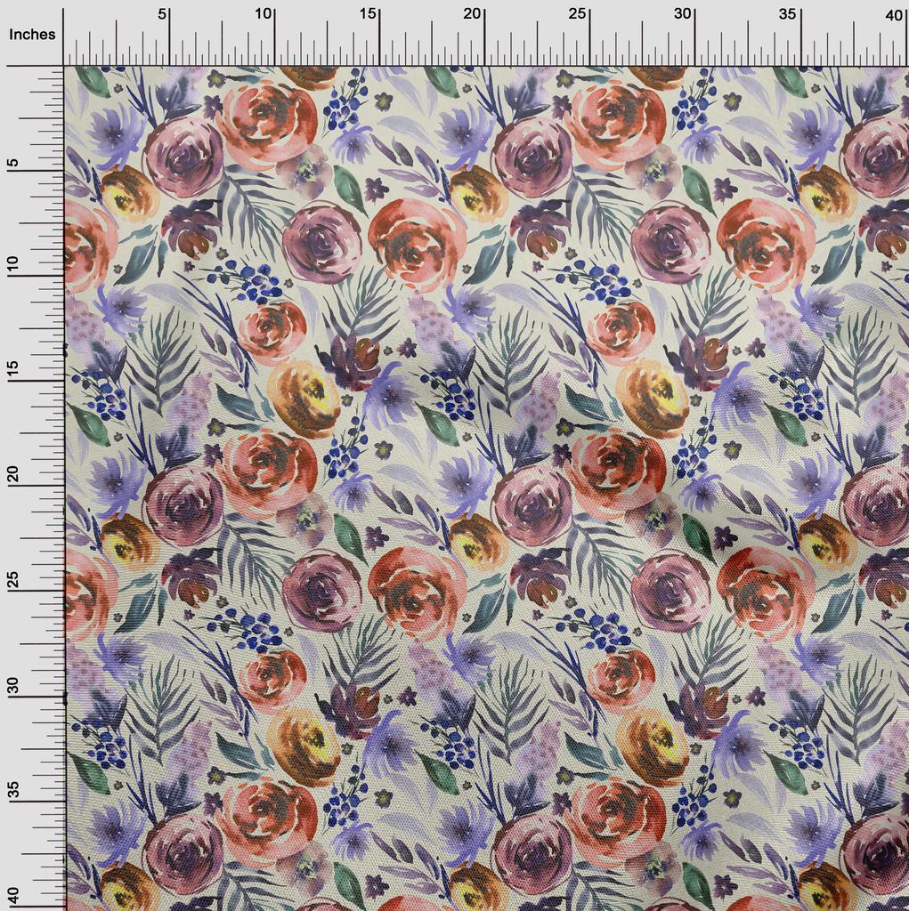 oneOone Baumwolle Flex Mittelblau Stoff Blumen Kleidermaterial Stoffdruckstoff Meterware 40 Zoll