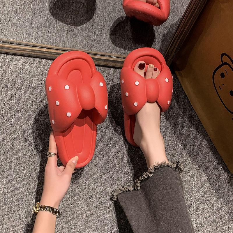 

Модные летние женские шлепанцы из ЭВА, модные шлепанцы в горошек с бабочкой в стиле каваии, нескользящие домашние тапочки, уличные удобные пляжные шлепанцы 38-39 розы красного