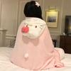 Coperta Condizionatore Hello Kitty con Cappuccio Mantellina Carina per Dormitori Studenti Ufficio Coperta Sciarpa Arredamento per la Casa per Casalinghe