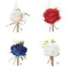 Best Man Brooch Pastoral Style Natural Romantic Realistic Rose Decorative Faux Pearl Wedding Party Groomsman Coat Pin Wedding Prop