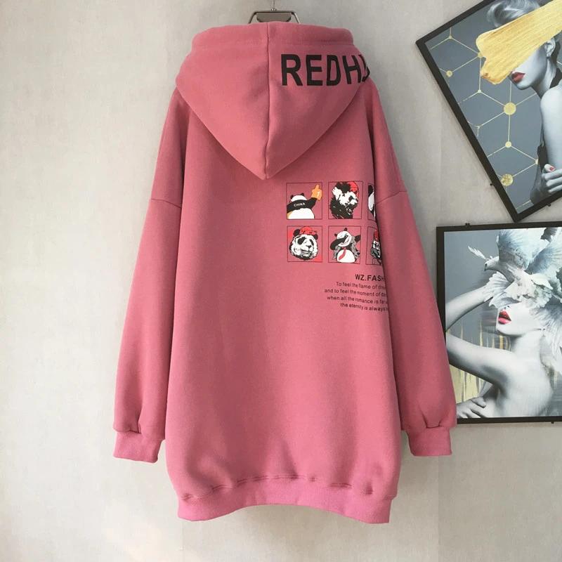 Damen Sweatshirt Oversize Kapuzenpullover Fleece Verdickt Locker Lässig Pullover Langarm Winter Sweatshirt Oberteil