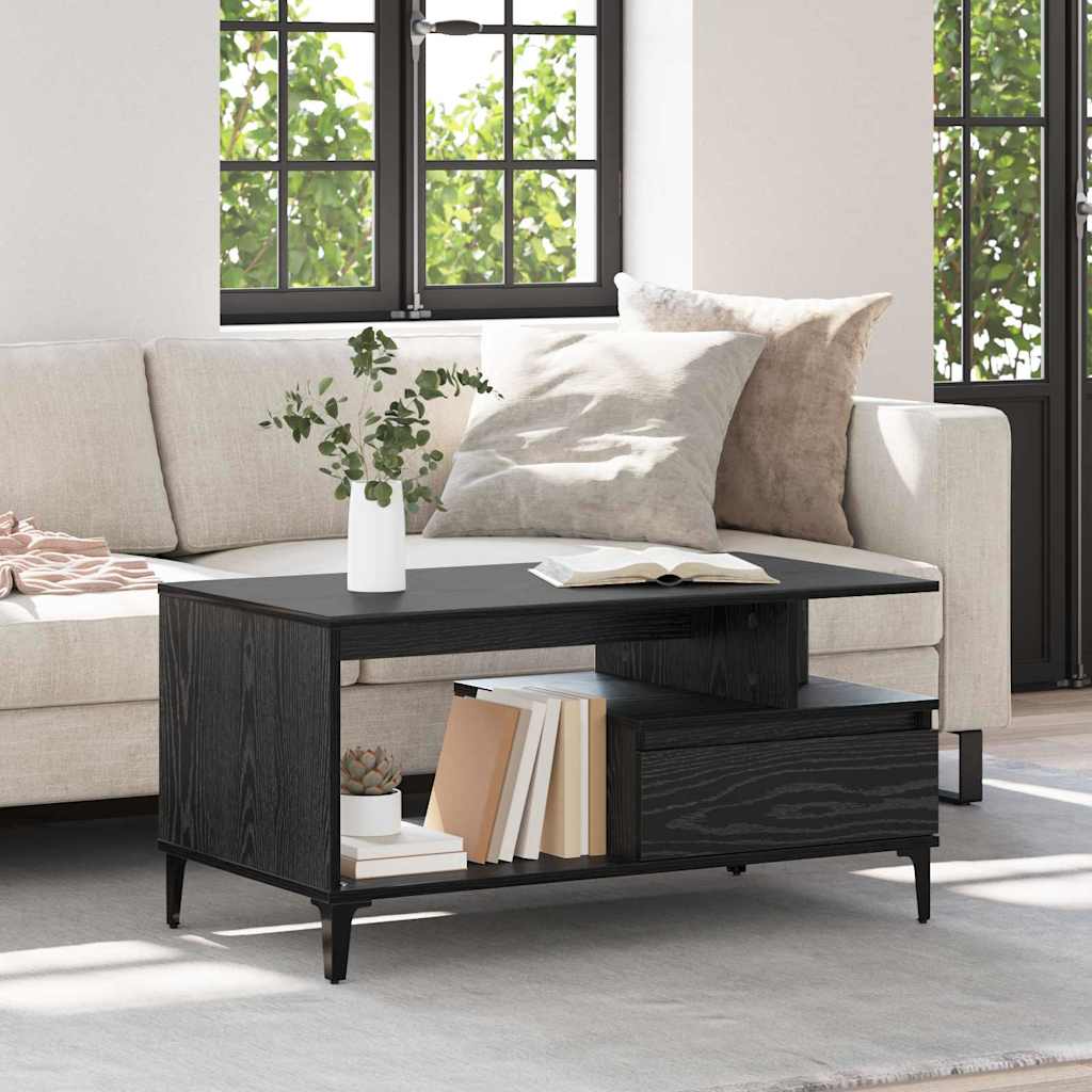 Coffee Table Black Oak Effect 90 x 49 x 45 cm Engineered Wood