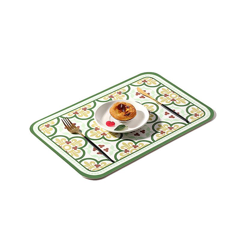 Vintage Floral PVC Leather Placemats Romantic Retro Dining Table Mats Heat Resistant Waterproof Washable Bowl Pads Home Decor