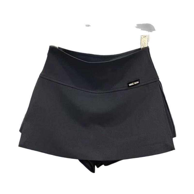 High-Waisted A-Line Skort Women Elegant Office Wear Short Skirt With Stitching Detail