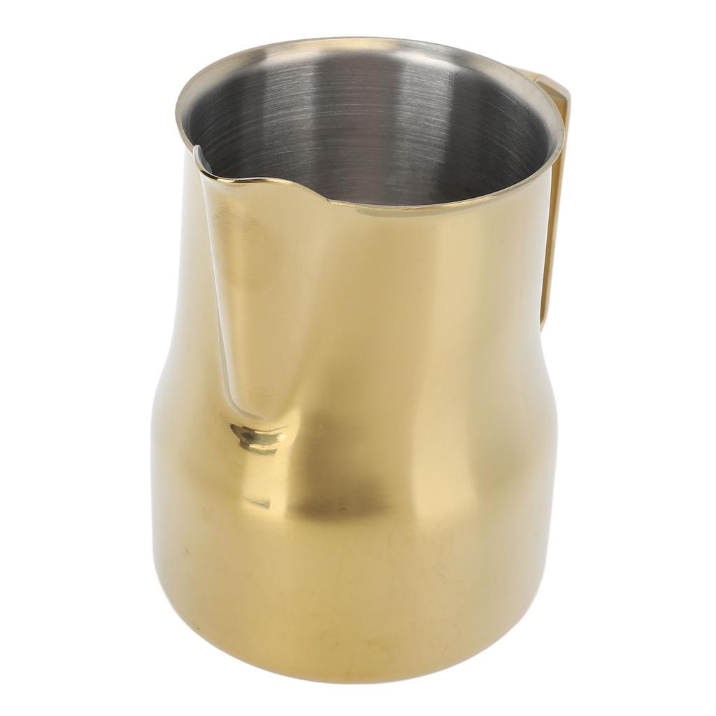Milk Pitcher 450ML 304 Stainless Steel Frothing Cup Drip Free Coffee Steaming Pitcher Gold