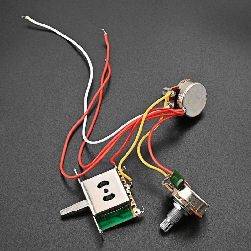 1V 1T Wiring Kit, 3 Way A500K Wiring Harness Prewired Guitar Wiring Hareness for Electric Guitar Bass Repair Replacement