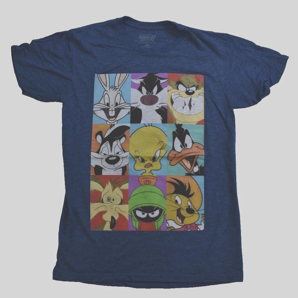 Looney Tunes Mens Characters In Frames Bugs Bunny, Taz, Tweety Shirt New Small 4XL