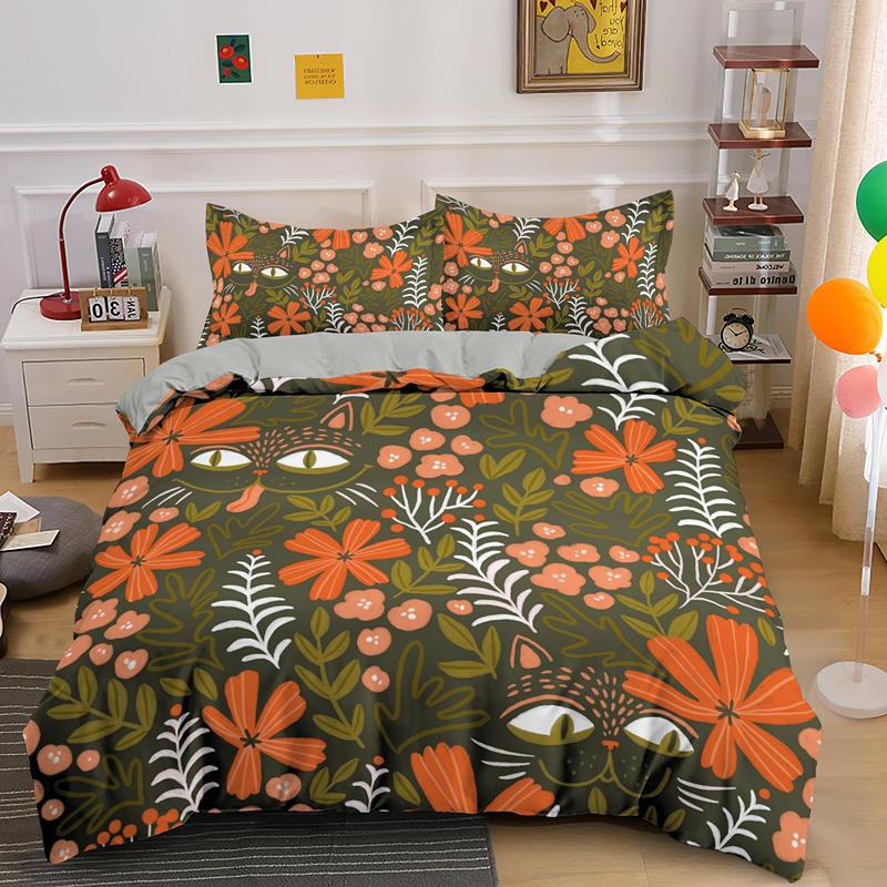 Simple Flowers Design Bedding Set Single Double King Queen Size Duvet Cover With Pillowcase 2/3pcs Bedclothes Home Textile