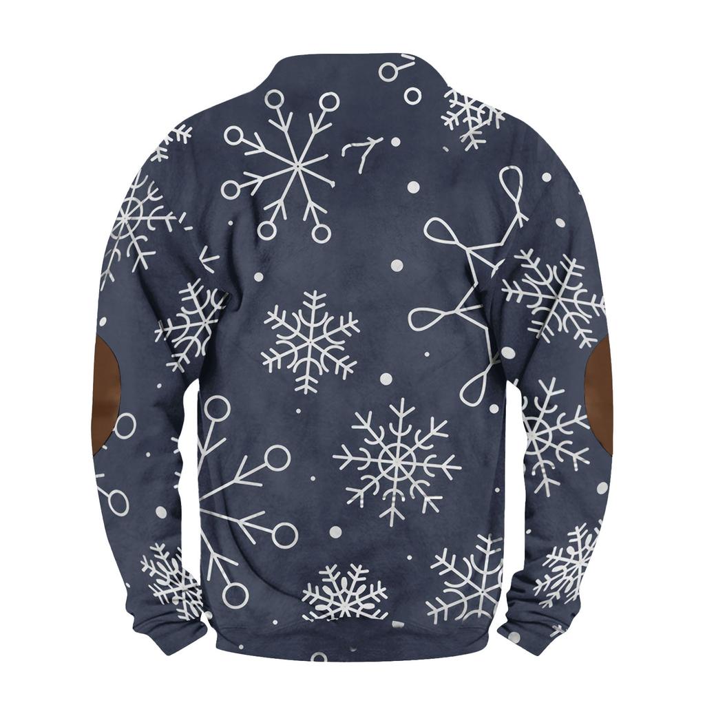 Men's Buttoned Sweatshirt With European And American /winter Printed Long Sleeved Sweatshirt