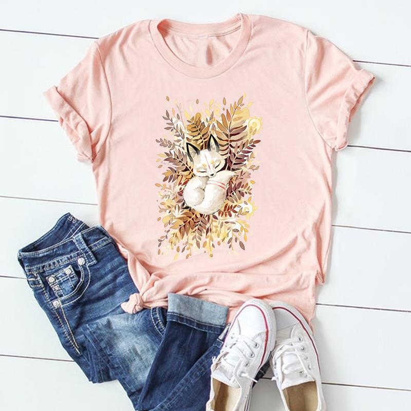 Animal Print Womens Graphic Tshirt Europe And United States Popular Dress Blouse Tops for Ladies Polyester fabric