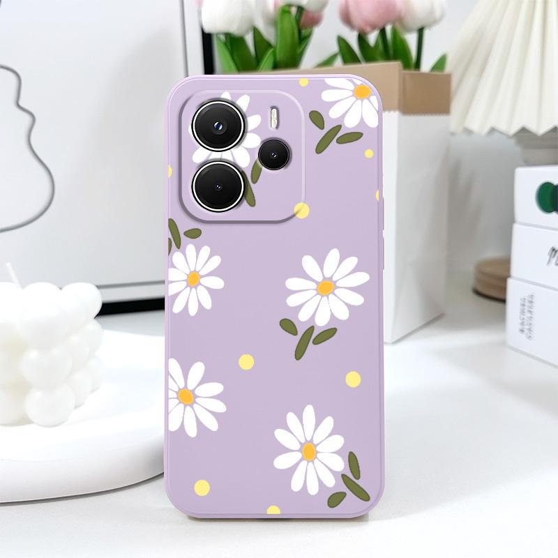 Elegant Daisy Phone Case For Xiaomi Redmi Note 14 13 12 12S 11 11S 10 10S 9 9S 15 14C Pro Plus 4G 5G Liquid Silicone Cover