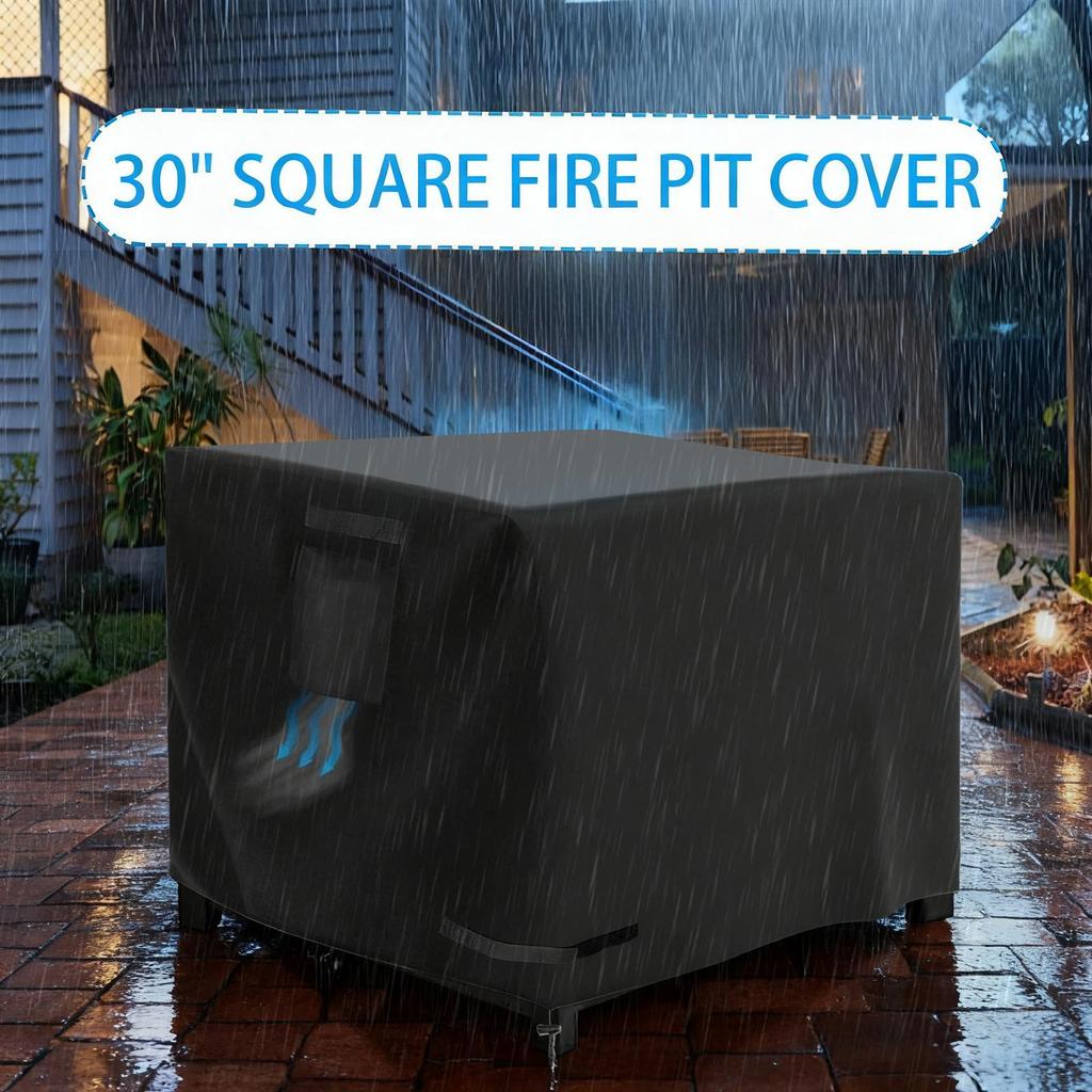 Square Fire Pit Cover 30 Inch Waterproof Shield Fire Pit Table Cover For Patio Porch Camping Indoor Outdoor Home Yard