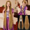 Costum Rapunzel Perucă Extra Lungă Păr drept blond | Halloween & Cosplay | Aspect natural | Șapcă ușoară reglabilă (Perfect pentru femei)