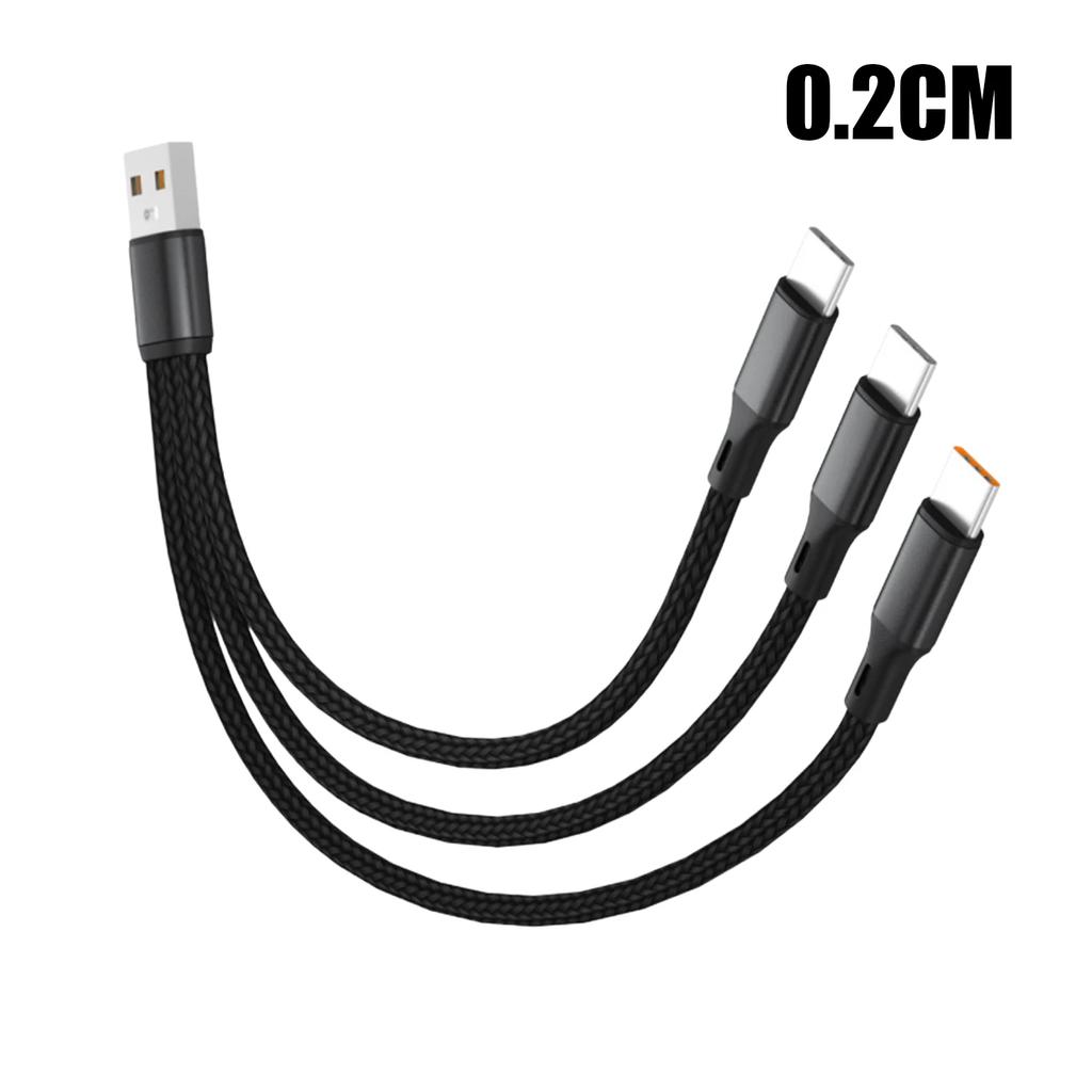 3 In 1 100W 6A USB-A to 3 ×Type-C Fast Charging Data Cable For iPhone 17 Samsung Xiaomi Android Phone USB C Data Transfer Cord
