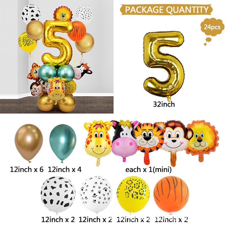 Forest Animal Aluminum Foil First Birthday Decoration Scene Arrangement Latex Balloon Set