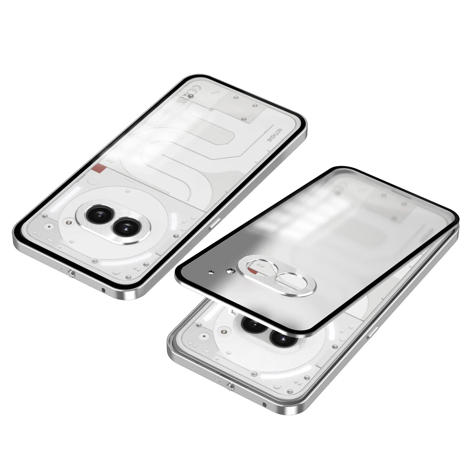 

Shockproof Hard Cover for Nothing Phone 3A Aluminium Alloy Metal Frame Bumper+Tempered Glass Back Case for Nothing Phone 3A for Nothing phone 3A