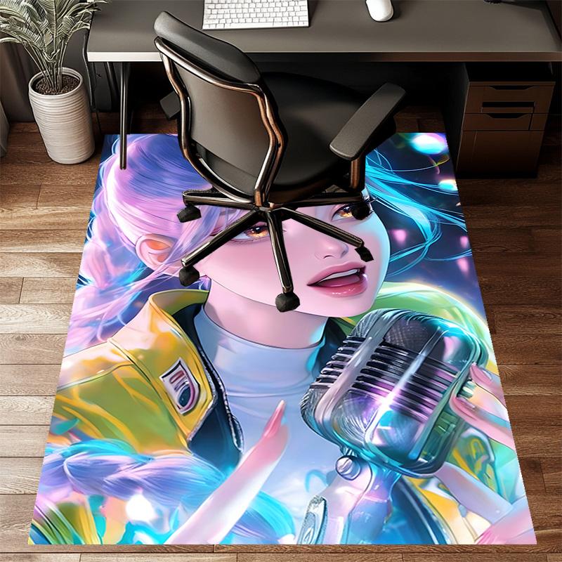1pc KPop Demon Hunters RUMI5 Design Printed Area Rug Carpet for Bedroom Living Room Home Decor Rugs Mat Non Slip Mat Rug for Bedside