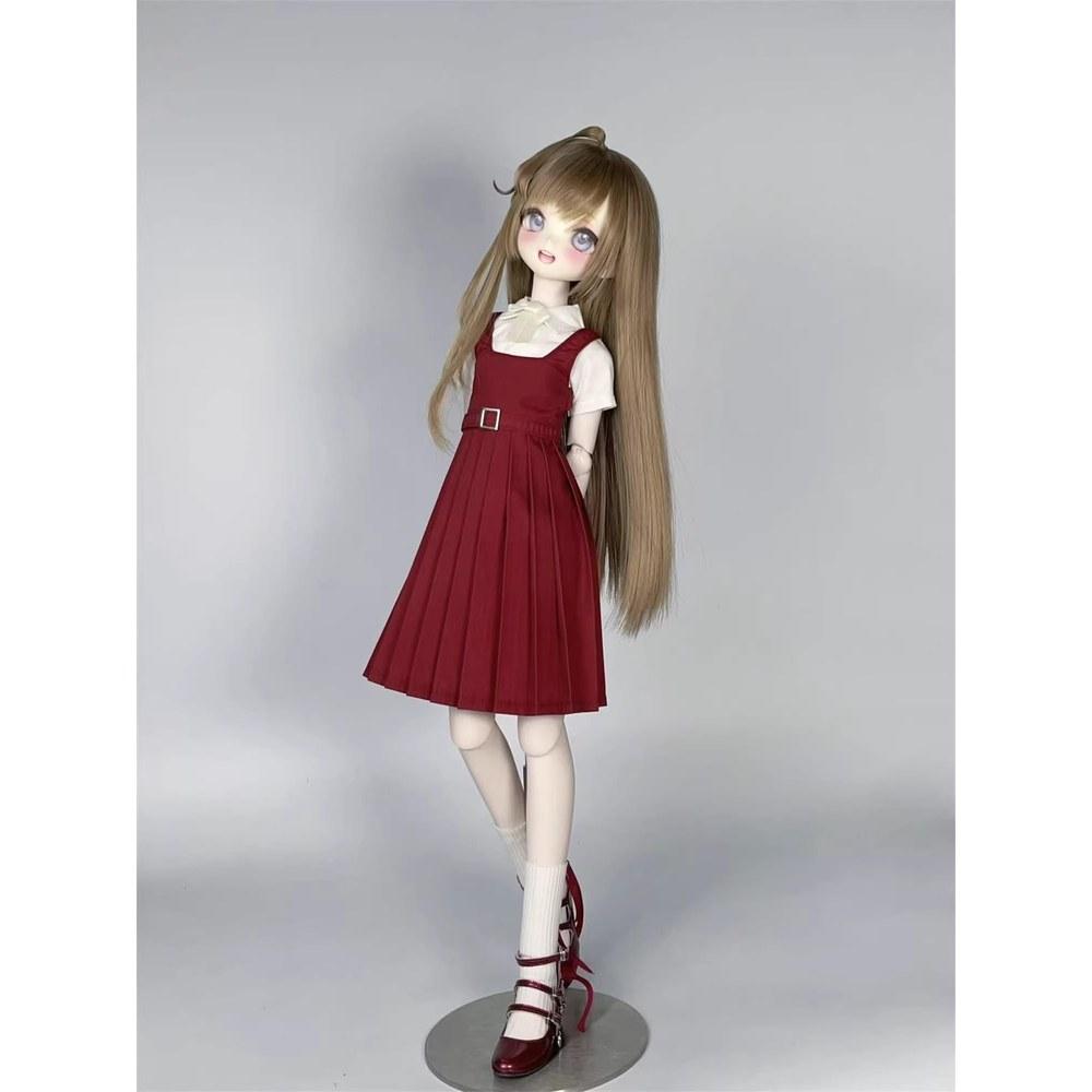 HAMRETHYPPZ 1/4 1/6 1/3 BJD Ball-Jointed Doll Dress School Uniform Maid Costume Red Not Fully Zipping