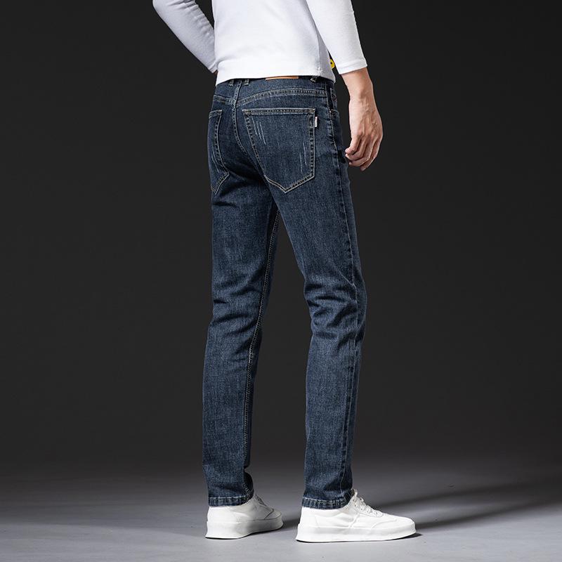 

Мужские эластичные свободные джинсы прямого кроя в стиле кэжуал - Весенний кавалерийский твил, Однотонные длинные брюки из тенсела и хлопка Size 40, 215 lbs