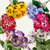 6pcs Artificial Pansy Flowers Multicolor Realistic Silk Faux Floral for Patio Garden Porch Wedding Spring Indoor Outdoor Decor