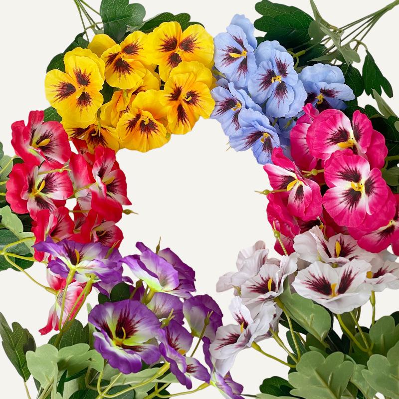 6pcs Artificial Pansy Flowers Multicolor Realistic Silk Faux Floral for Patio Garden Porch Wedding Spring Indoor Outdoor Decor
