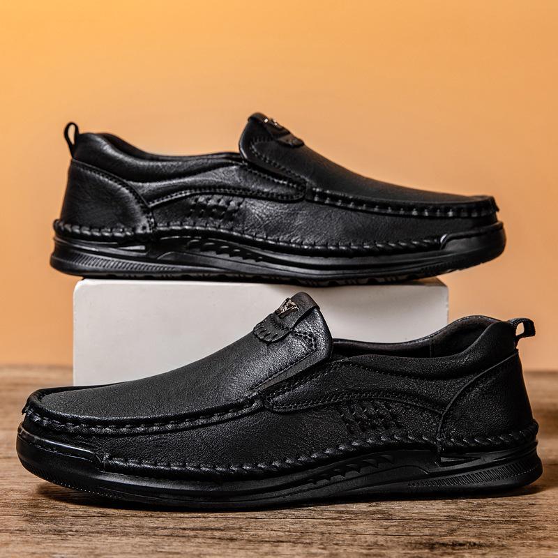 Men's Soft-Soled Leather Slip-On Loafers - Lightweight Casual Design