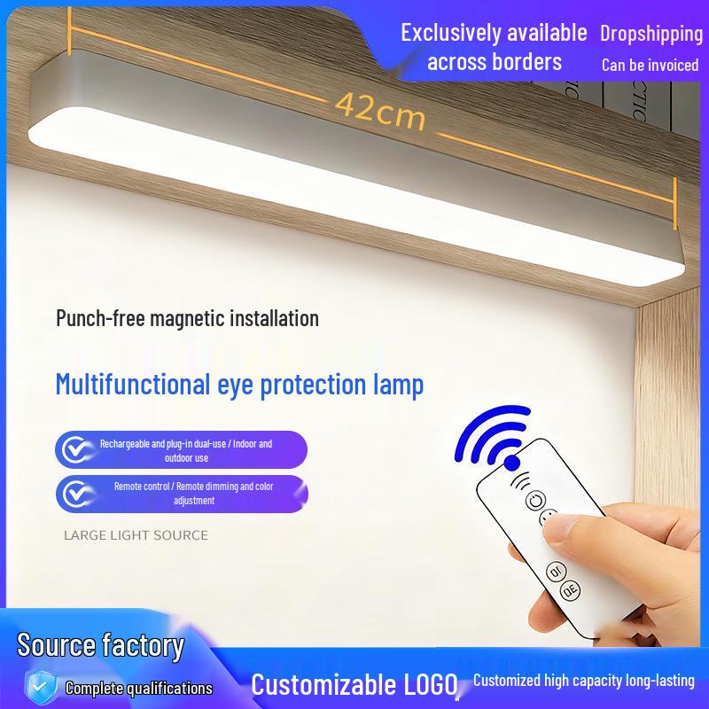 Magnetic Remote Control LED Desk Lamp, Rechargeable & Plug-In, Eye Protection for Study, Writing, Makeup