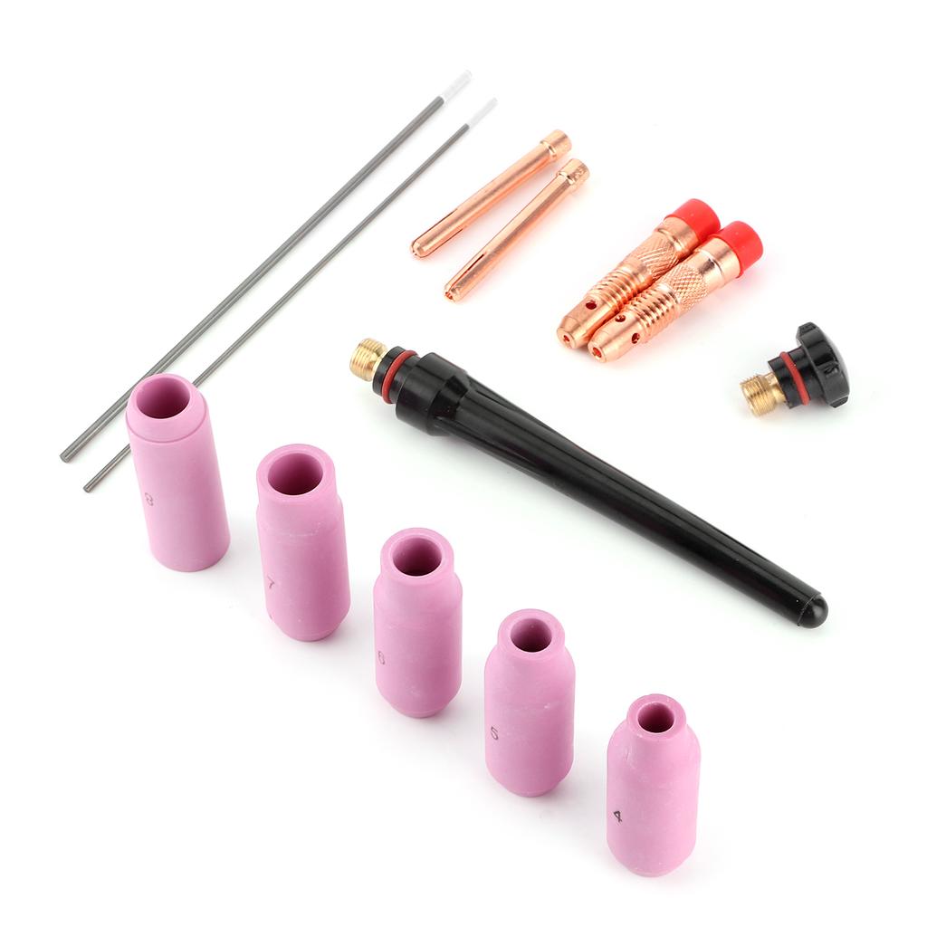 13-teiliges Set Schweißdüse TIG Gaslinse Keramik Kontaktdüse mit Wolframnadel für Brenner 171826