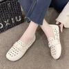 Sandals soft sole hollow mother summer hole model single shoes Doudou shoes flat bottom breathable pregnant women non-slip loafers shoes