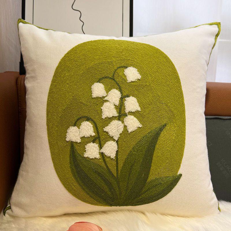 American Embroidered Yellow Floral Sofa & Bedroom Cushion Cover