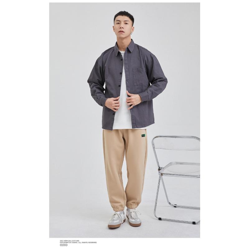 

Japanese Pure Cotton Solid Long-sleeved Shirt Casual Loose Pocket Work Shirt Men s Clothing 4XL сірий