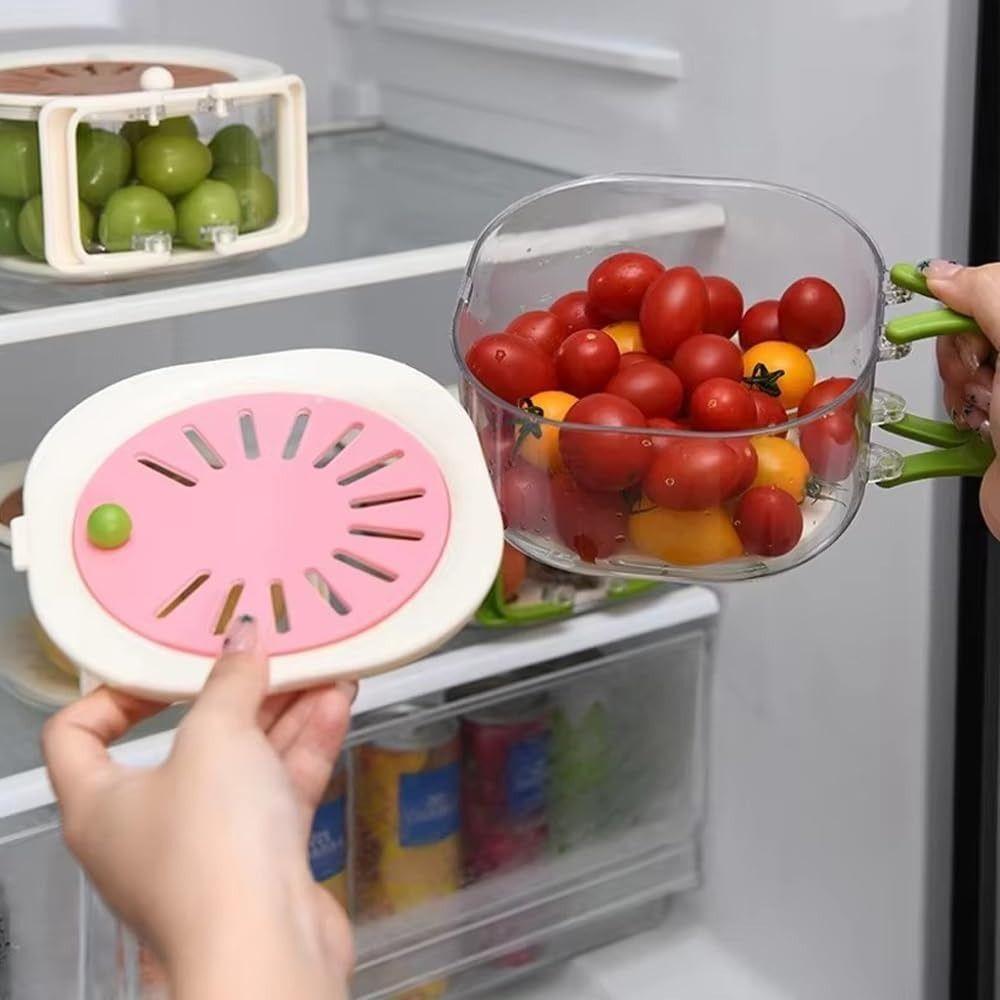 Multifunctional Fruit Washing Bowl With Lid and Handle Kitchen Storage Basin Fruit And Vegetable