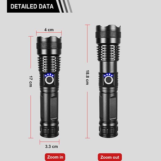 High Power XHP360 Flashlight Zoomable Torch 90000LM Lamp Self-protection Lantern Waterproof Flash Light Long Range Torch Light