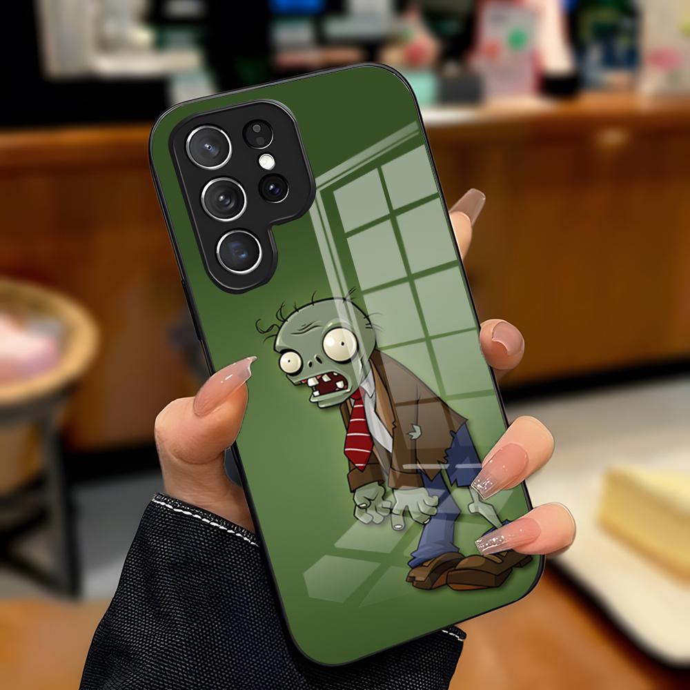 P-Plants Vs. Zombies Phone Case For Samsung S25 Plus S20 S20 Plus S22 Ultra S23 FE S21 Plus S21 Ultra Glass Cover