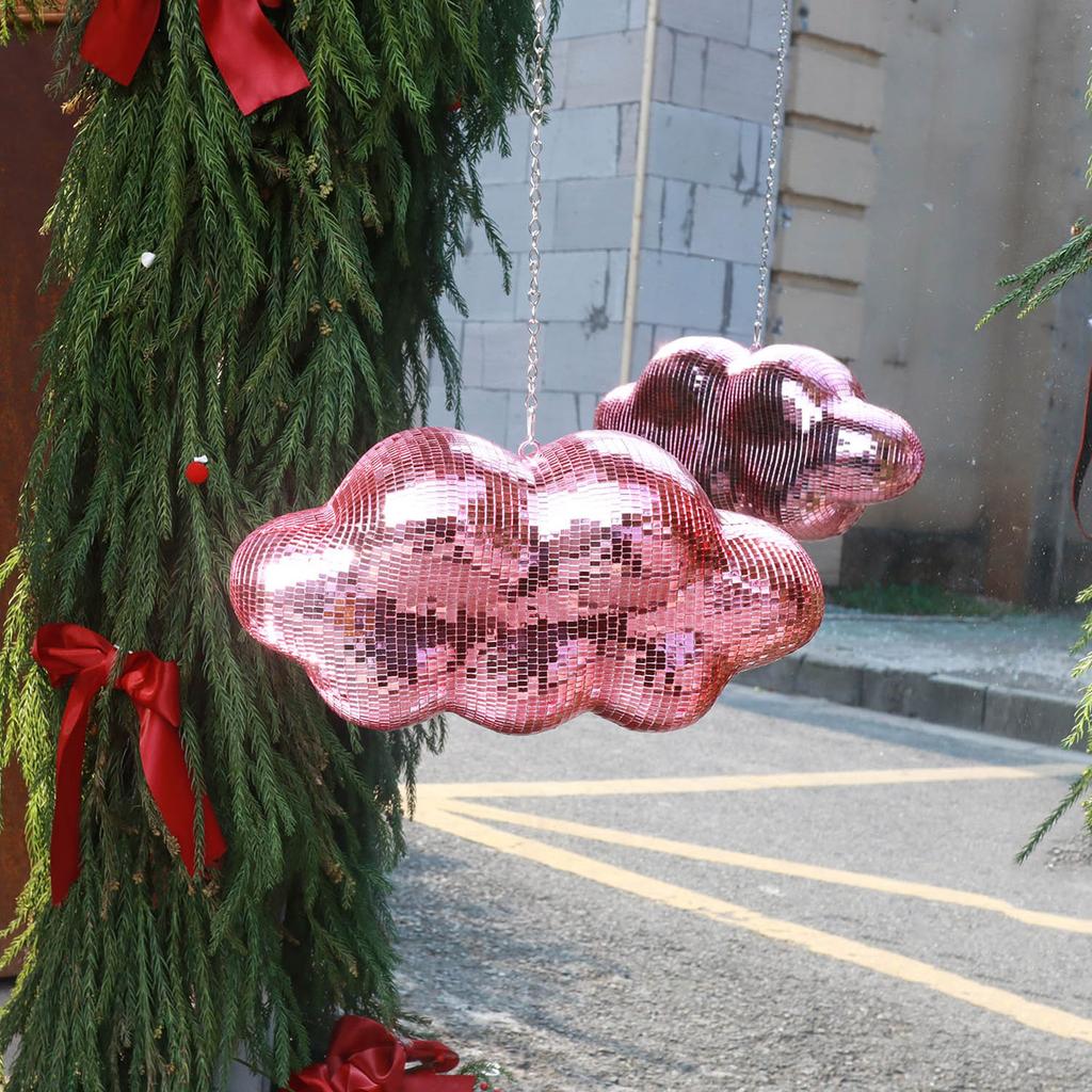 Cloud Shaped Disco Ball Hanging Decoration, Mirrored Mosaic Art Ornament for Home, Party, Bar, or Event Décor, Unique Reflective Light Display