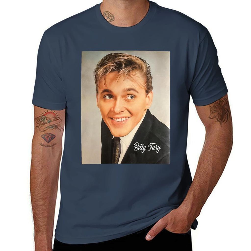 Gift For Unisex Light Blue Billy Fury Vintage Photograp Tshirt Cotton T Shirts Unisex 100 Tshirt
