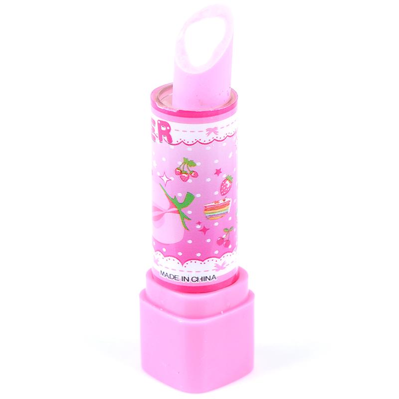 1Pc Child Lipstick Shaped Eraser Student Stationery Xmas Gift Pencil Erasers