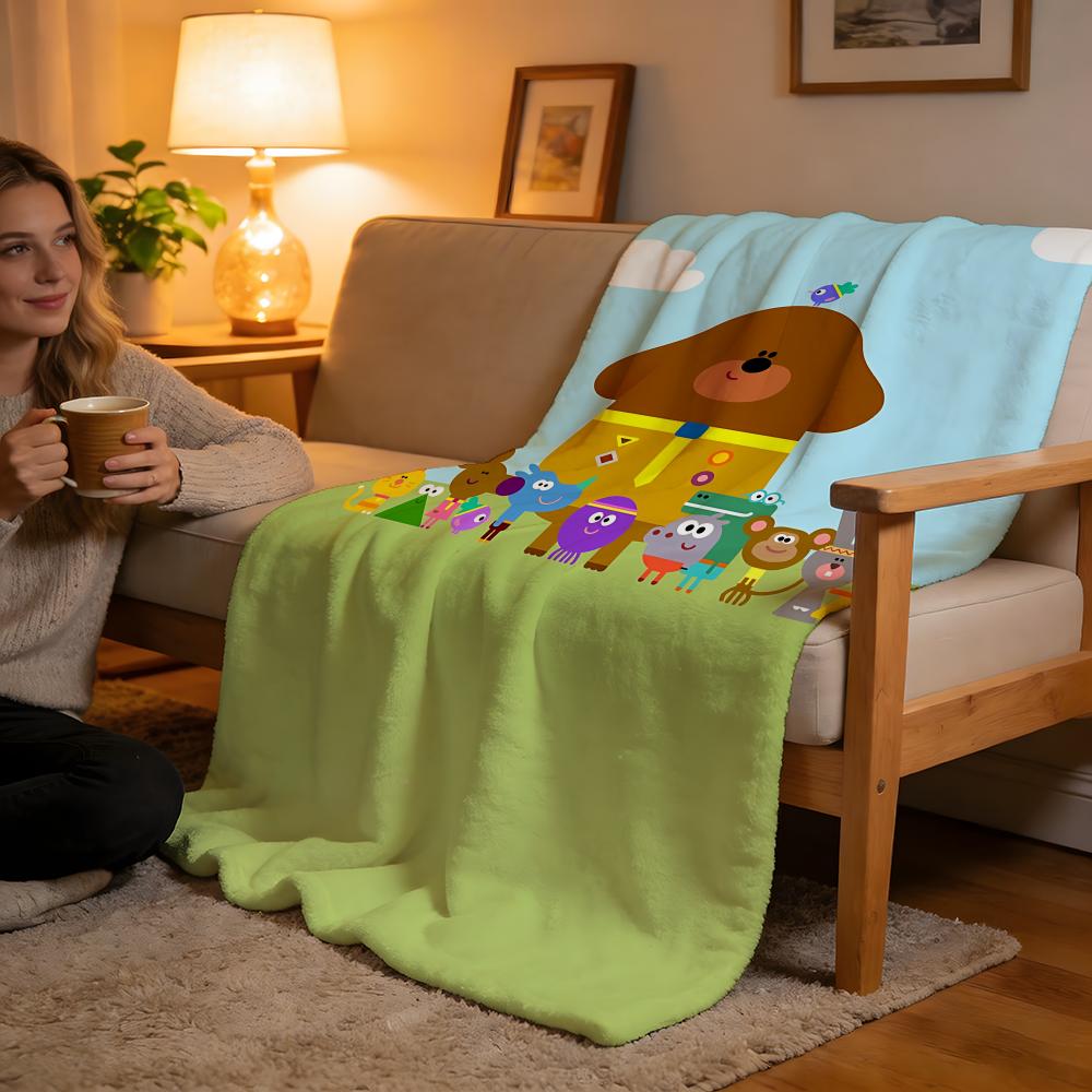 

Throw High-Density Short Plush Blanket For Sofa Nap Air-Conditioned Room Soft Skin-Friendly Anime H-Hey Duggee 130x150cm