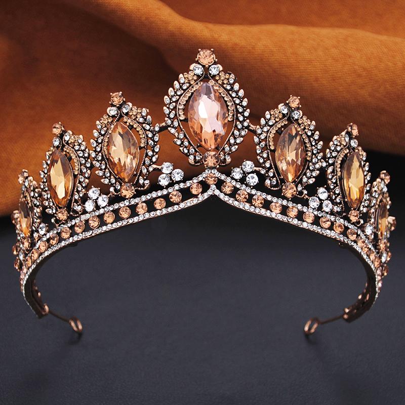 Antique Copper Wedding Crown Bridal Tiaras and Crowns Hair Jewelry Pageant Party Headdress Gifts Head Ornaments