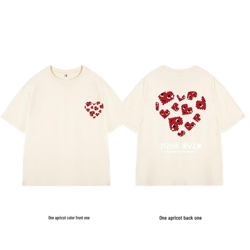 Tricou de cuplu supradimensionat simplu cu imprimeu de litere mărimi mari - Tendință Vară 2025
