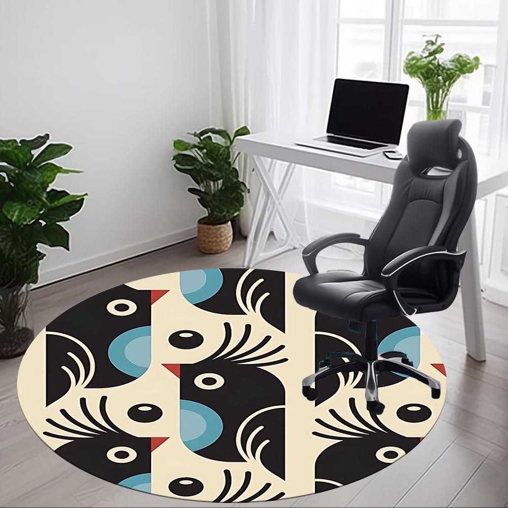 1pc Abstract Art Office Round Area Rug, Indoor Mat Suitable For Office, Under Office Chairs Bedroom Living Room Home Decor, Room Deco