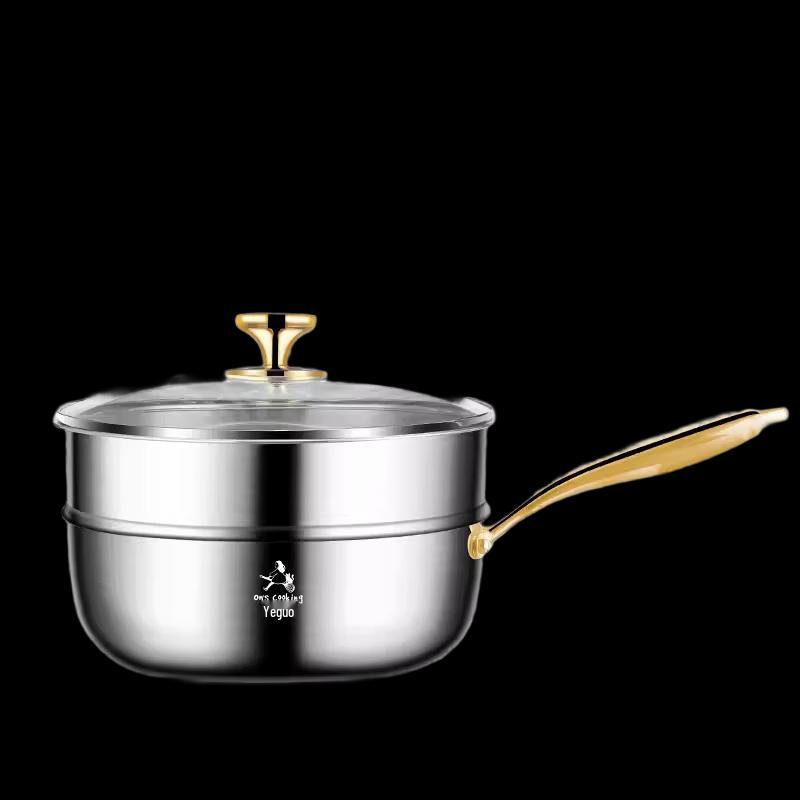 

San Jia Long 28cm Deep Stainless Steel Stir-Fry Pan with Steamer