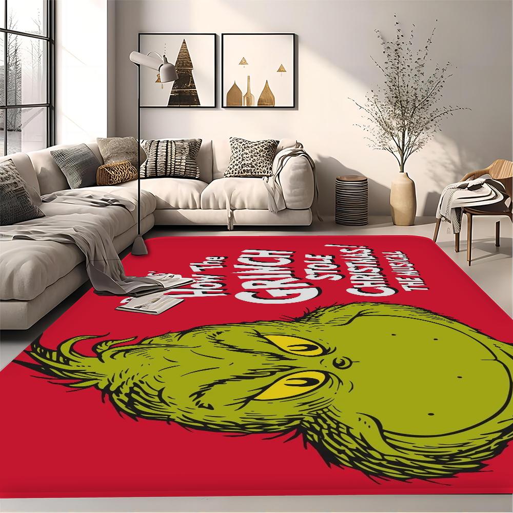 G-GrinchS Merry Christmas Hallway Carpet Washable Non-Slip Living Room Sofa Chairs Area Mat Kitchen Doormat Area Rug