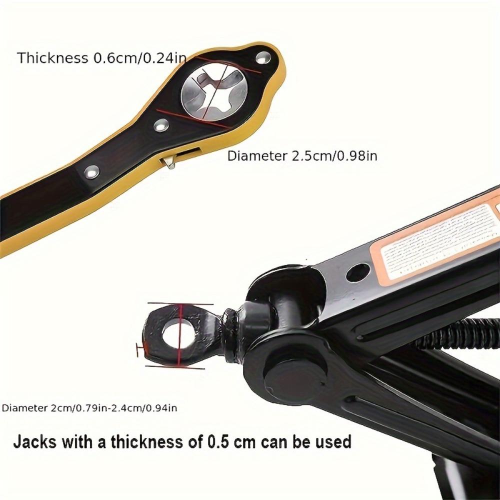 1PC  Heavy Duty Metal Tire Jack Wrench 360 ° Rotating Knob Rust Proof Long Handle Scissor Jack for Easy Removal and Installation Tools