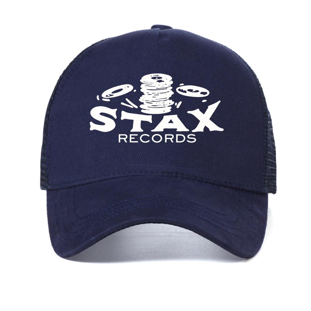 

STAX RECORDS print graphic baseball cap cute anime clothes men caps fashion Summer mesh breathable caps adjustable Trucker hat Adjustable темно-синього кольору