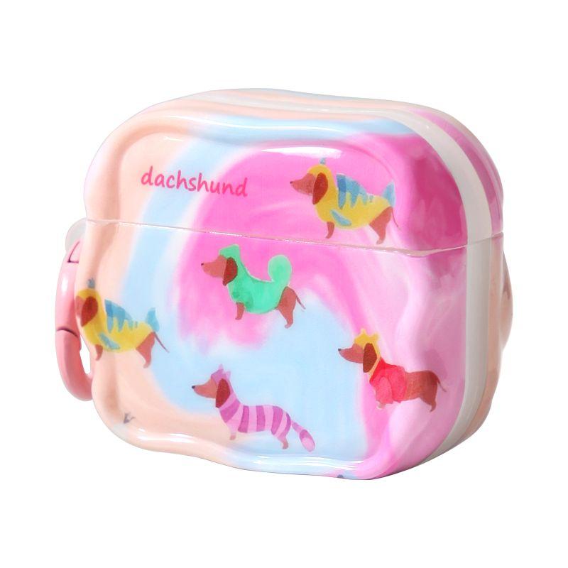 

Dog for Apple Airpodspro Second Generation Headset Protective Cover Hanging Hole Wireless Bluetooth Headset Airpods3/2/1 Creative Earphone Case Apple AirPods 4 Pink Dogs with Hanging Holes