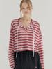 SORRY, TOO MUCH LOVE Cropped Stripe Loose Fit Collar Top_Red