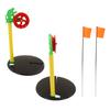 2Pcs Winter Ice Mini Fish Pole Wheel Flag Tackle Equipment Outdoor Winter River Floating Fishing Rod Flag